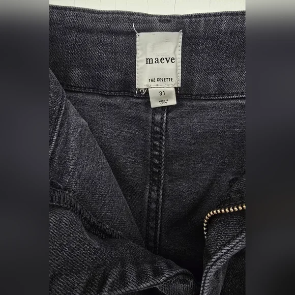 Maeve Antropologie The Colette High Rise Pant In Faded Black Denim Size 31, Euc - Picture 2 of 3